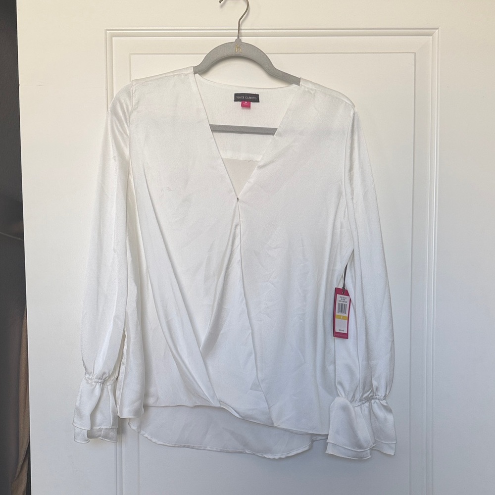 Vince Camuto Ivory Wrap Blouse
